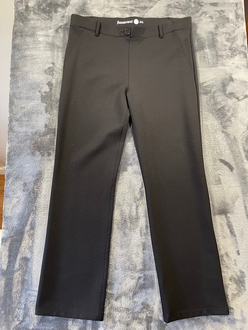Betabrand Dress Pant Yoga Pants Women's Large Petite Black Bootcut Slacks EUC